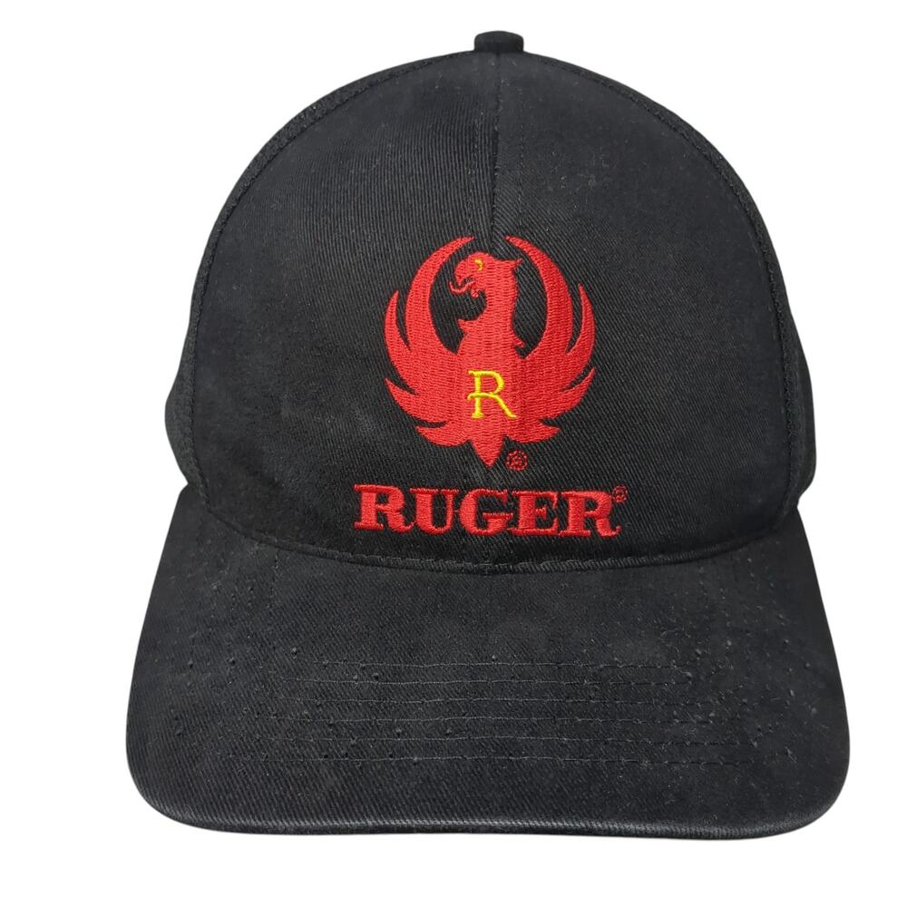 Ruger Strapback Baseball Cap Black One Size Adjustable Embroidered Graffiti